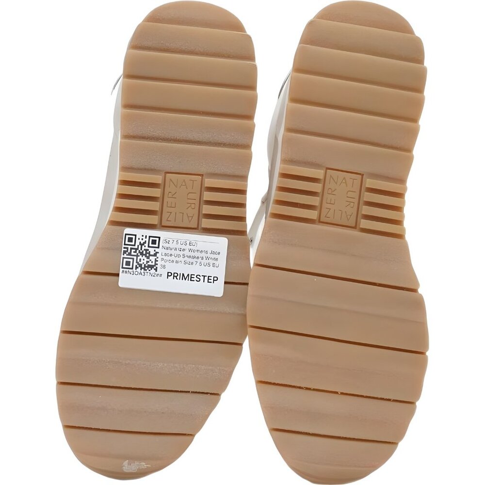 Naturalizer White and Beige Lace-Up Athletic Sneakers with Gum Outsole - Picture 6 of 6